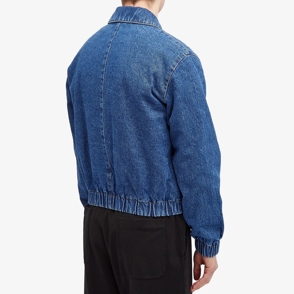 AMI Paris Men's Zipped Denim Bomber Jacket Blue